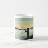 Mug Vintage Lakeside Fishing Silhouette (Centre)