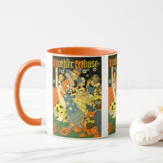 Mug Vintage Mère Oie Lecture Livres aux enfants (Avec donut)