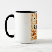 Mug Vintage, mignon blanc Happy Halloween (Gauche)