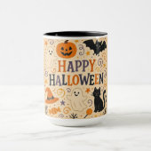 Mug Vintage, mignon blanc Happy Halloween (Centre)