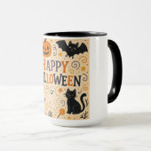 Mug Vintage, mignon blanc Happy Halloween (Devant droit)