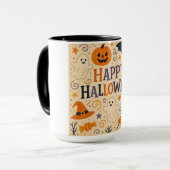Mug Vintage, mignon blanc Happy Halloween (Devant gauche)