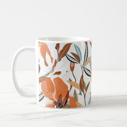 Mug Vintage motif floral d'Iris orange (Gauche)