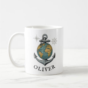 Mug Vintage Nautical Globe & Ancre