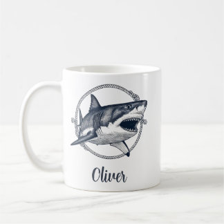 Mug Vintage Nautical Great White Shark