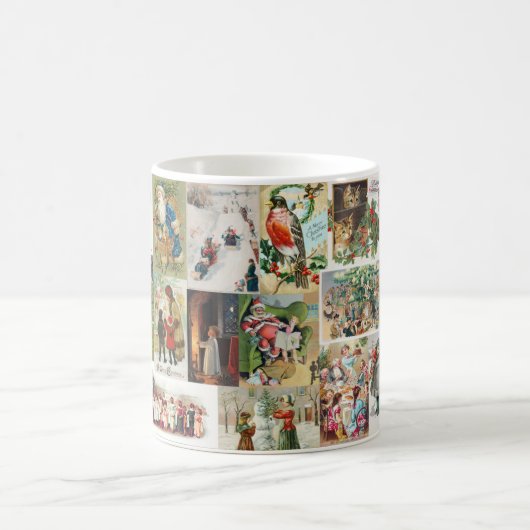 Mug Vintage Noël Antique Collage Festif (Centre)