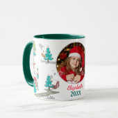 Mug Vintage Noël Arbre ferme Vintage vert (Devant gauche)