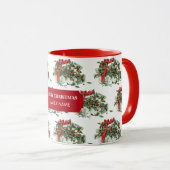 Mug Vintage Noël Cadeau Vacances Nom personnalisé (Devant droit)