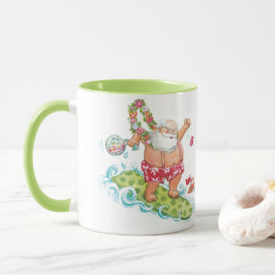 Mug Vintage Noël Cartoon Surf Santa Claus