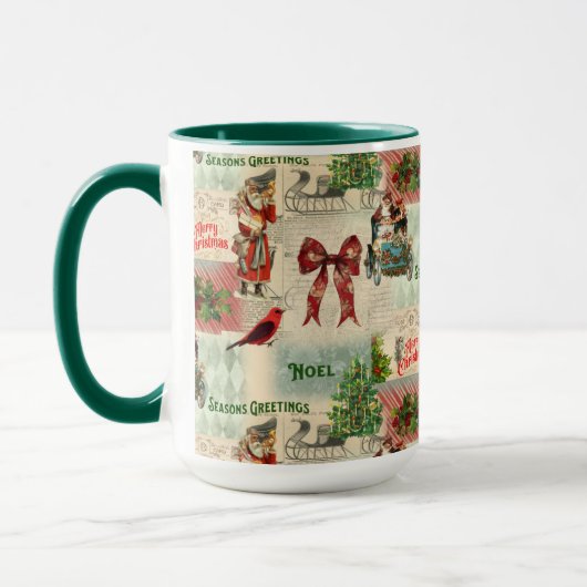 Mug Vintage Noël Collage (Gauche)