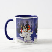 Mug Vintage Noël Dancing Snowmen avec bougies (Gauche)
