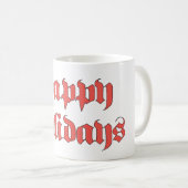 Mug Vintage Noël, Joyeuses fêtes Texte Lettres rouges (Devant droit)