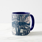 Mug Vintage Noël, Paysage de la montagne de neige d'hi (Devant droit)