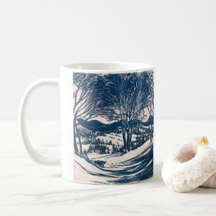 Mug Vintage Noël, Paysage de montagne d'hiver