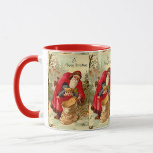 Mug Vintage Noël Père Noël Mettre l'enfant dans le sac