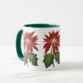 Mug Vintage Noël, Rouge Poinsettia Plante d'hiver (Devant gauche)