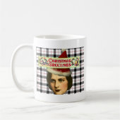 Mug Vintage Noël Salutations Dame (Gauche)
