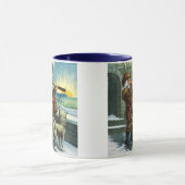 Mug Vintage Noël Santa Claus Telescope Chien Sunset (Centre)