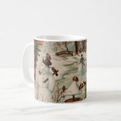 Mug Vintage Noël scène patinage sur glace (Devant gauche)