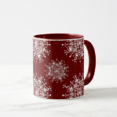 Mug Vintage Noël Snowflakes Red Blizzard Motif (Devant droit)