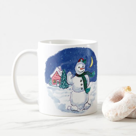 Mug Vintage Noël Snowman Wave (Avec donut)