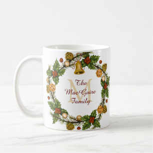 Mug Vintage Noël Wreath Monogramme