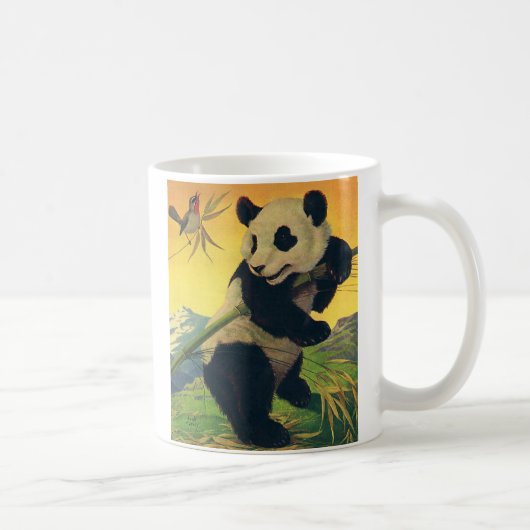 Mug Vintage Ours Panda Mange Bambou, Animal Sauvage (Droite)