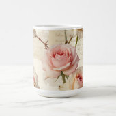 Mug Vintage Pale Pink Rose Script Pattern (Centre)