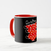 Mug Vintage poka dot teacup kitschy rouge blanc noir (Devant gauche)