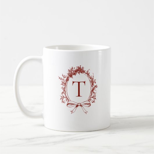 Mug Vintage Red Botanical Monogram (Gauche)