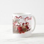 Mug Vintage Red Christmas Elves Fête des Fêtes (Devant droit)
