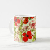 Mug Vintage Red Green Poppies Fleurs sauvages d'été (Devant gauche)