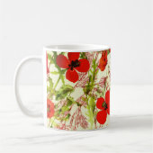 Mug Vintage Red Green Poppies Fleurs sauvages d'été (Gauche)