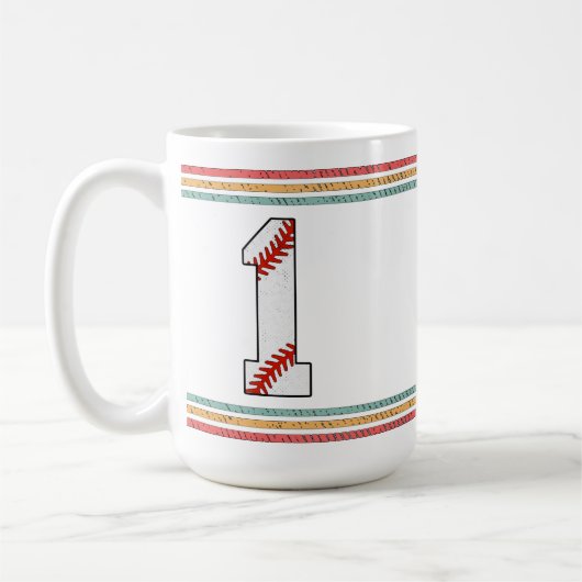 Mug Vintage Retro Baseball Number 1 Design (Gauche)