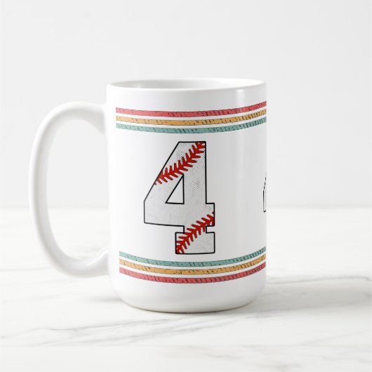 Mug Vintage Retro Baseball Number 4 Classic (Gauche)