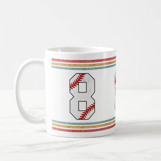 Mug Vintage Retro Baseball Number 8 Sports (Gauche)