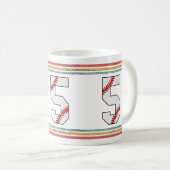 Mug Vintage Rétro Baseball Numéro 5 Détresse (Devant droit)