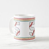 Mug Vintage Rétro Baseball Numéro 5 Détresse (Devant gauche)