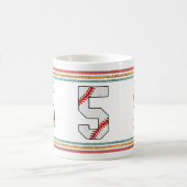 Mug Vintage Rétro Baseball Numéro 5 Détresse (Centre)