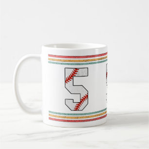 Mug Vintage Rétro Baseball Numéro 5 Détresse