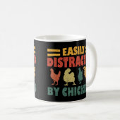 Mug Vintage Rétro Facilement Distrait Par Les Poulets (Devant droit)