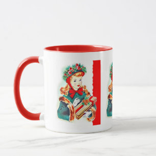 Mug vintage retro femme de Noël