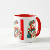 Mug vintage retro femme de Noël (Devant droit)