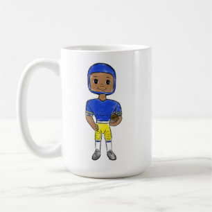 Mug vintage retro joueur de football bleu jaune simple