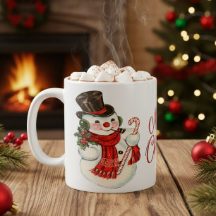 Mug Vintage Retro Snowman Joyeux Noël