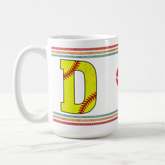 Mug Vintage Retro Softball Letter D Classic (Gauche)