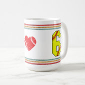 Mug Vintage Retro Softball Number 6 Old School (Devant droit)