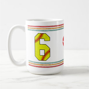Mug Vintage Rétro Softball Numéro 6 École Ancienne