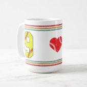 Mug Vintage Rétro Softball Numéro 9 Varsity (Devant gauche)