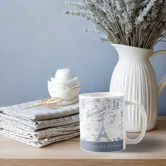 Mug Vintage Romance Collage bleu ID226